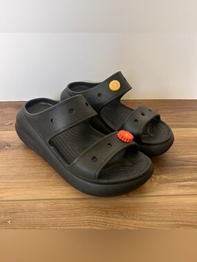 Crocs Classic Crush Platform Sandals Black Jibbitz Size W9